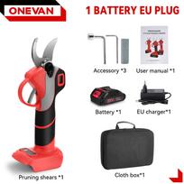 ONEVAN 30mm 4 pavaros bešepetėlinės elektrinės genėjimo žirklės belaidės įkraunamos vaismedžių bonsai genėjimui, skirtos Makita 18V baterijos kaiščiui 1 Battery Set