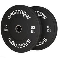 SPORTNOW 2 hantelių svarmenų rinkinys, 2 x 10 kg svarmenys, svarmenų plokštelių rinkinys, svarmenų plokštelės 5 cm hantelio strypui, Ø 50 mm skylė, juodos spalvos, Juoda