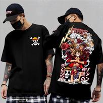 2025 m. Vasaros Vienos dalies Animacijos Prekės ženklas 100% Medvilnės Gear 5 Nika Forma Monkey D Luffy Spausdinti Marškinėliai Unisex Trumpomis Rankovėmis Laisvi 4XL
