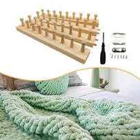 Wooden Knitting Loom Blanket Tool for Chunky Knit Scarf Connectable Yarn