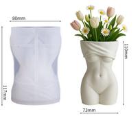 3D Cloth Wrapped Female Torso Vase Mold, Elegant Goddess Body Art Flower Pot Silicone Mould, DIY Concrete Plaster Sculpture Home balta