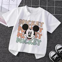 Disney Mickey Mouse Children Tops Kawaii Cartoon Printed Baby T-shirts Boys Girls Casual Short Sleeves 2025 Kids Clothes 110