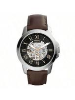Fossil Vyriškas automatinis mechaninis odinis 3 rodyklių laikrodis su nerūdijančio plieno korpusu ir atspariu įbrėžimams stiklu ME3100 ruda