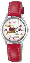 Citizen Analoginis Snoopy vandeniui atsparus laikrodis su raudonu odiniu Q&Q moterišku dirželiu, AA95-9852,