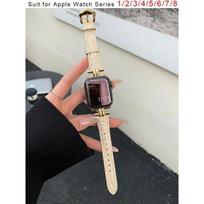 Prabangus auksinio metalo tikros odos apyrankė IWatch Series 8 7 6 5 4 3 SE moteriška plona apyrankė Apple Watch 41mm 40mm 38mm 45 42 44 49 38mm 40mm 41mm