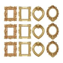 12Pcs Vintage Mini Photo Frame Golden Miniature Picture Frame DIY Oval Rectangle Heart Tiny Display Frame Wedding Christmas Party Decoration A