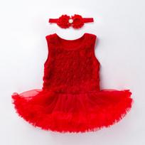 Kūdikių berankovė rožinė princesės suknelė - Vienspalvis šventinis drabužis kūdikėms 12-18 months raudona