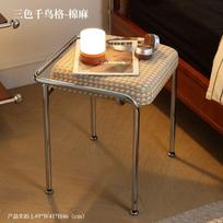 Bauhaus Style Vanity Stool - Iron Frame Upholstered Makeup Chair, Small Space Apartment Ottoman | Multi-Functional Footrest