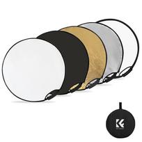 K&F CONCEPT 110cm/43in Photography Collapsible Light Reflector 5-in-1(Translucent, Silver, Gold, S