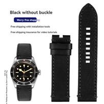TUDOR Black Bay Qicheng Bronzinis Mažas Raudonas Gėlė Zenith Vintažinis Tikros Odos Laikrodžio Dirželis Vyrams 22mm 23mm Karvės Odos Apyrankė 22mm-width