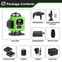 HGLINE 16 linijų 4D lazerinis nivelyras Ilgo veikimo lazerinis nivelyravimo įrankis 360° horizontalus vertikalus nivelyravimo aparatas 2 vnt. 6000 mAh baterija 2xBattery Set