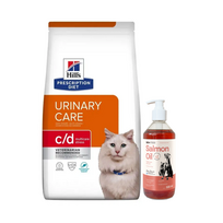 HILL'S PD Prescription Diet Feline c/d Ocean Fish Urinary Stress 1,5 kg + LAB V Lašišų aliejus šunims ir katėms 500ml