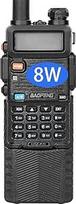 "Baofeng BF UV-5R" trigubas 8/4/1 W didelės galios ilgojo nuotolio dvikryptis radijo imtuvas (144 MHz-146 MHz VHF ir 430 MHz-440 MHz UHF), dviejų juostų nešiojamoji radijo stotelė su 3800 mAh akumuliatoriumi (juoda)