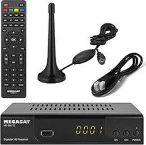 "Megasat T644" DVB-T2 imtuvas + aktyvi vidaus antena + HDMI kabelis, HDTV, skirtas laisvai priimamiems DVB-T2 siųstuvams, juodas