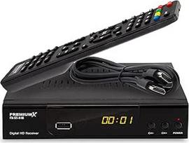 "PremiumX" palydovinis imtuvas HD 521 B FTA skaitmeninis SAT TV imtuvas DVB-S2 FullHD HDMI SCART 2X USB daugialypės terpės grotuvas 12 V išorinis maitinimo šaltinis