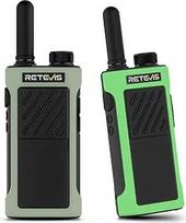 "Retevis RB666P" radijo stotelės "Walkie Talkie PMR446", 16 kanalų, CTCSS/DCS, VOX, fluorescencinio dizaino dvipusė radijo stotelė šeimai, stovyklavimui (2 pakuotės, juoda)
