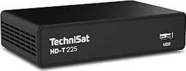 "TechniSat HD-T 225" kompaktiškas DVB T2 HD imtuvas (HDTV, HEVC H265, USB medijos grotuvas, HDMI ir SCART, suderinamas su 12 V, EPG, LED būsenos ekranas, nuotolinio valdymo pultas) Juodas