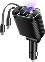 4 in 1 cigarečių žiebtuvėlio USB C 69 W automobilinio įkroviklio adapteris, ištraukiamas "Starry Sky" automobilių aksesuaras, 12 V USB įkroviklis, skirtas iPhone 16 Pro Max/16/15/iPad/GPS/Pixel 9
