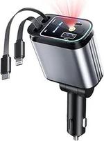4 in 1 cigarečių žiebtuvėlio USB C 69 W automobilinio įkroviklio adapteris, ištraukiamas "Starry Sky" automobilių aksesuaras, 12 V USB įkroviklis, skirtas iPhone 16 Pro Max/16/15/iPad/GPS/Pixel 9