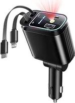 4 in 1 cigarečių žiebtuvėlio USB C 69 W automobilinio įkroviklio adapteris, ištraukiamas "Starry Sky" automobilių aksesuaras, automobilinis įkroviklis 12 V USB adapteris "iPhone 16 Pro Max/16/15/iPad