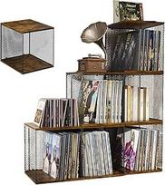 6 Würfel Vinyl Record Aufbewahrungsbox, DIY Stapelbares 12-Zoll-Plattenregal für 240-330 Schallplatten, Album-Aufbewahrungsbox, natürliches Holz, geeignet für Schlafzimmer, Wohnzimmer usw