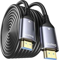 8K HDMI šviesolaidinis kabelis 15 m, HDMI 2.1 kabelis 48Gb/s itin didelės spartos, į sieną CL3, AOC 8K @ 60Hz, 4K @ 120Hz/144Hz Dynamic HDR eARC Dolby HDCP2.2 Suderinamas su PS5, Xbox SeriesX, PC,