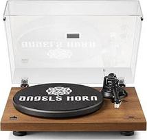 ANGELS HORN patefonas, vinilinių plokštelių grotuvas, "Bluetooth", patefonas su diržine pavara, 2 greičiai, 33 ir 45 aps/min, AT-3600L imtuvas, mediena