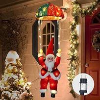 Auting LED Parachute Santa Fairy Lights, 8 režimai Kalėdų apšvietimas su laikmačiu, atminties funkcija, kabantys Kalėdų žibintai vidaus lauko langų Kalėdų dekoracijoms (šiltai balta)