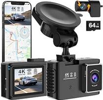 Automobilinė priekinė galinė 4K, 5GHz WiFi Dash Cam su GPS, 2,0 colių IPS, 170° platus kampas, dviguba automobilio kamera su 24 valandų parkavimo stebėjimo funkcija, super naktinis matymas, WDR, G jutiklis, įrašymas kilpa, 64GB SD