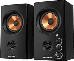 BESTISAN aktyvūs garsiakalbiai su "Bluetooth" ir RCA įvestimi | HiFi garsas kompiuteriui, staliniam kompiuteriui, žaidimams | Kompaktiški mediniai garsiakalbiai, 3 coliai