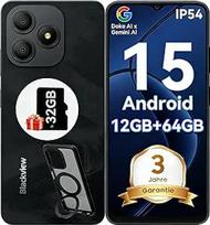 Blackview Wave 9C Mobilusis telefonas be sutarties Pigūs 12GB + 64GB/2TB TF, IP54 6,56 colių "Android 15" išmanieji telefonai Pigūs 5000mAh, 13MP Simlock-free Mobilieji telefonai, 4G Dual SIM, OTG su 1 TF