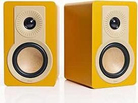 DALI KUPID Premium kompaktiški pasyvūs HiFi garsiakalbiai su 2 kryptimis, 4,5" žemų dažnių garsiakalbiu ir 1" aukštų dažnių garsiakalbiu, įskaitant sieninį laikiklį (pora) - aukso geltonos spalvos
