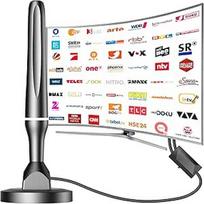 DVBT2 antena, DVB-T/DVB-T2 antena, stipresnė strypinė skaitmeninės televizijos/Digital TV/DAB radijo/DVB-T2 imtuvo antena, maksimalios kokybės signalas, su magnetiniu pagrindu, 3 m ilgio laidas, baltos spalvos