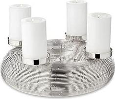 EDZARD Verona Advento vainikas, sidabrinis, nikeliuotas nerūdijantis plienas, moderni Advento kompozicija (be stiklinių), skersmuo 30 cm, aukštis 10 cm, tinka 7 cm skersmens žvakėms, puikiai tinka Kornelijui