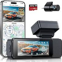 GKU Dash Cam Automobilinė priekinė galinė 4K/2.5K su jutikliniu ekranu 3.18 colių GPS 5G Wi-Fi Dash Cam, dviguba automobilio kamera, 64GB SD kortelė, parkavimo stebėjimas, WDR, 170° platus kampas, G-jutiklis, įrašymas kilpa, Max 256GB