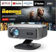 Išmanusis projektorius 4K [suderinamas su "Netflix"] 3D Dolby Audio VISSPL 30 000 liumenų automatinio fokusavimo/automatinio lizdinės plokštumos koregavimo projektorius, "WiFi6 Bluetooth" projektorius 4K namų kinui, lauko vaizdo projektorius su