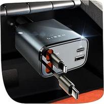 LISEN 84 W cigarečių žiebtuvėlio USB C ištraukiamas automobilio įkroviklio adapteris - dovana Valentino dienos proga jam, jos gimtadienio dovana vyrams, moterims, automobilių aksesuarai, stovyklavimo reikmenys, skirti "iPhone 17 Pro Max