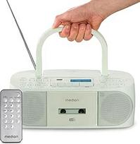 MEDION DRX-1 Plus Boombox (nešiojamas DAB+ FM radijas, "Bluetooth", CD grotuvas, MP3, kasetė, ausinių lizdas, stereo garso sistema, AUX, maitinimo šaltinis ir akumuliatorius) Žalias