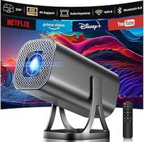 Mini projektorius 4K 1080P palaikymas, mini projektorius 22000L su "Android 12.0", "WiFi 6" ir "Bluetooth 5.4", namų kino išmanusis projektorius su automobilio raktažodžiu, mobiliuoju telefonu 270° pasukimo kampu, skirtas PC/HDMI/USB/TF kortelei
