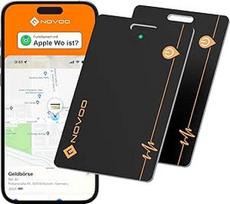 NOVOO plona piniginė Tracker įkraunama pakuotė iš 2 Air Tag kortelė su "Apple Find My" (tik "iOS") Išmanioji "Bluetooth" piniginė Finder IP68 vandeniui atspari SmartTag kortelė, suderinama su pinigine, bagažu