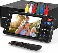 PORTTA VHS į skaitmeninį keitiklį, vaizdo kasečių skaitmeninimas su 5 colių LCD ekranu ir nuotolinio valdymo pultu, suderinamas su VHS, VCR, DVR, DVD, Hi8, Mini DV, vaizdo kamera, kasetine juosta, žaidimų konsolėmis