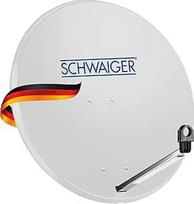 SCHWAIGER palydovinė antena 80 cm SAT Offset Antenna Plieninė su LNB atramine svirtimi Stiebinis laikiklis Integruotas kabelio vedlys Montavimo medžiaga 38,5 dB priėmimo galia Atsparus atmosferos poveikiui Šviesiai pilka