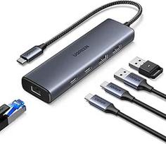 UGREEN 10Gb/s USB C šakotuvo eterneto adapteris su 2 x USB C 3.2 ir 2 x USB A LAN adapteriu, suderinamas su "iPhone 16", "iPad Pro/Air", "MacBook Pro/Air", "Galaxy S24", "Steam Deck" ir kt.