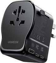 UGREEN 65 W kelioninis adapteris visame pasaulyje su USB-C - universalus adapteris daugiau kaip 200 šalių su 4 kištukais "4-in-1" (ES/UK/US/AU), 4 prievadai, kompaktiškas ir saugus - idealiai tinka verslo kelionėms ir atostogoms