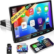 URVOLAX "Android 13" automobilinis radijas su ekranu, 10,1 colio belaidis "CarPlay" "Apple Android" automobilinė navigacija DAB+ 1 DIN radijo imtuvas "Bluetooth" "Car Play" jutiklinis monitorius 8 branduolių 32G WiFi 4G GPS atbulinės eigos kamera