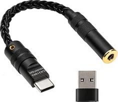 USB C į 3,5 mm 4,4 mm Dongle DAC Aliuminio lydinio metalo adapteris su CX31993 MAX97220 lustu C tipo ausinių AUX Dongle adapteris DAC kabelis, skirtas USB C deivce (3,5 mm juodas)