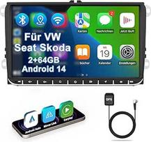 VW automobilinis radijas su ekranu 2 + 64GB, skirtas Golf 5 6 Polo T5 Passat Touran Seat Skoda, 2Din Bluetooth automobilinis radijas su navigacija DAB WLAN FM/AM, Apple Carplay, Android Car, vairo valdymo pultas, Android 14