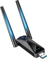 WLAN Stick WiFi 6, 5400Mbps WLAN adapteris kompiuteriui, USB Stick 3.0, 2dBi didelio stiprumo antenos, palaiko trijų dažnių internetą 2,4GHz/5GHz/6GHz, suderinamas su Windows 10/11