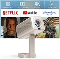 [Oficialus "Netflix" ir "Dolby Audio"] VOPLLS mini projektorius Nešiojamas, 1080P projektorius su 4K palaikymu, "Netflix" licencija ir TOF automatiniu fokusavimu, "WiFi6 Bluetooth 5.2", lauko projektorius su 210° pasukamu pagrindu