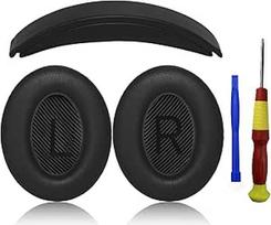 "Aiivioll QC35" pakaitiniai ausų ir ausinių pagalvėlės, suderinami su "Bose QuietComfort35 QC35 II QC25 QC25 QC2 QC15 SoundTrue Around-Ear" ausinėmis, minkšti ir patogūs ausinių priedai (juodi)